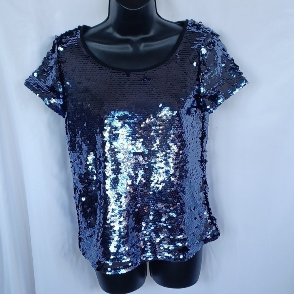 Leifsdottir Blue Sequin Shirt, sturdy, sz S